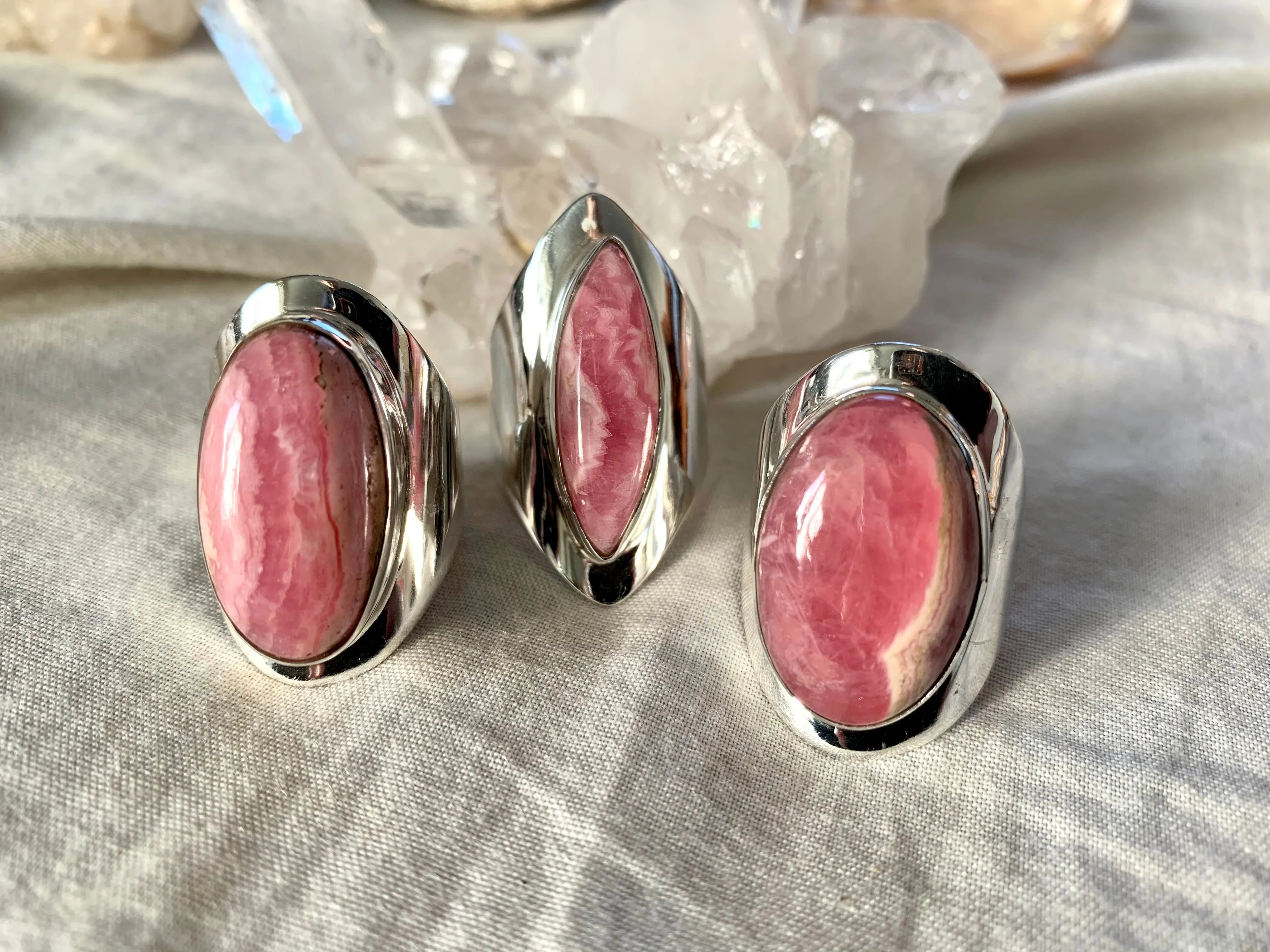 Rhodochrosite Medea Rings - Oval / Marquise (One of a kind)