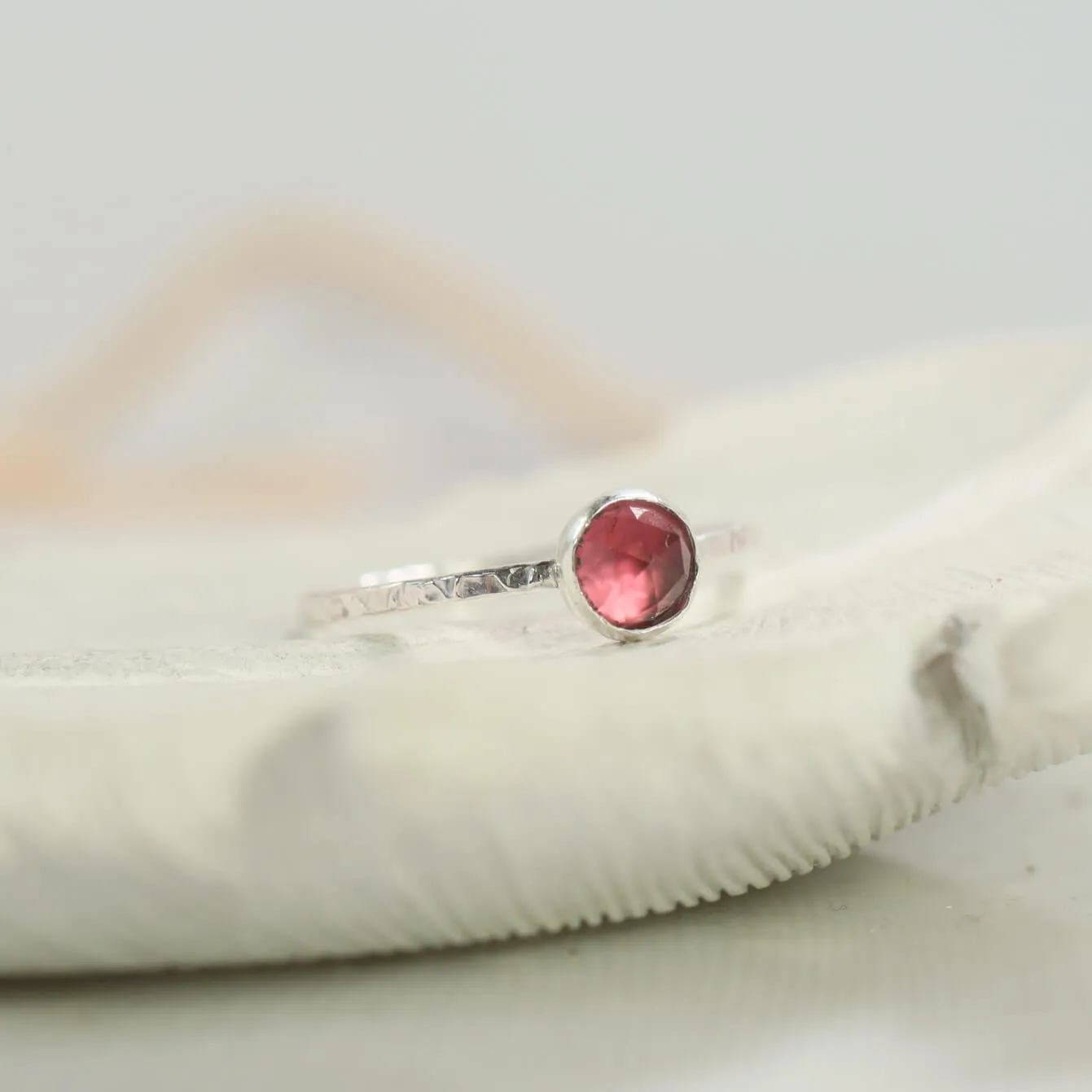 Rings Rhodolite Faceted Gemstone 1mm Wide Choose Your Metal, Size and Texture