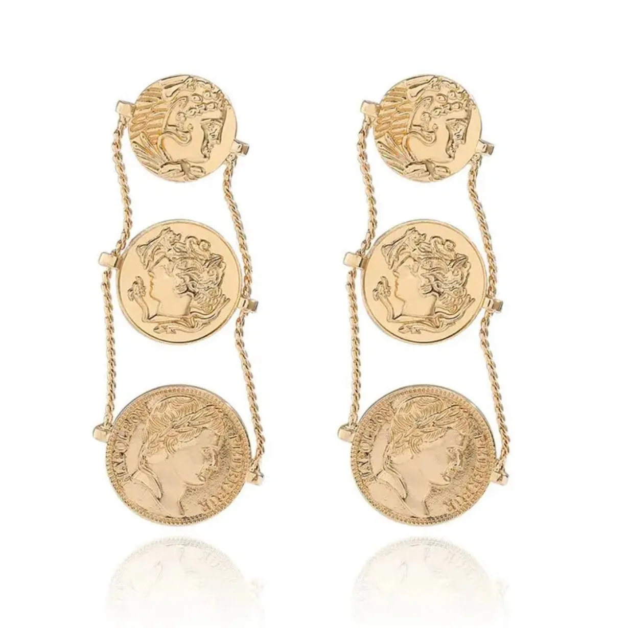 Roman Coin Drop Earring