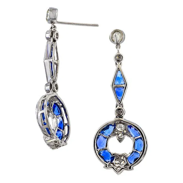 Sapphire & Diamond Drop Earrings