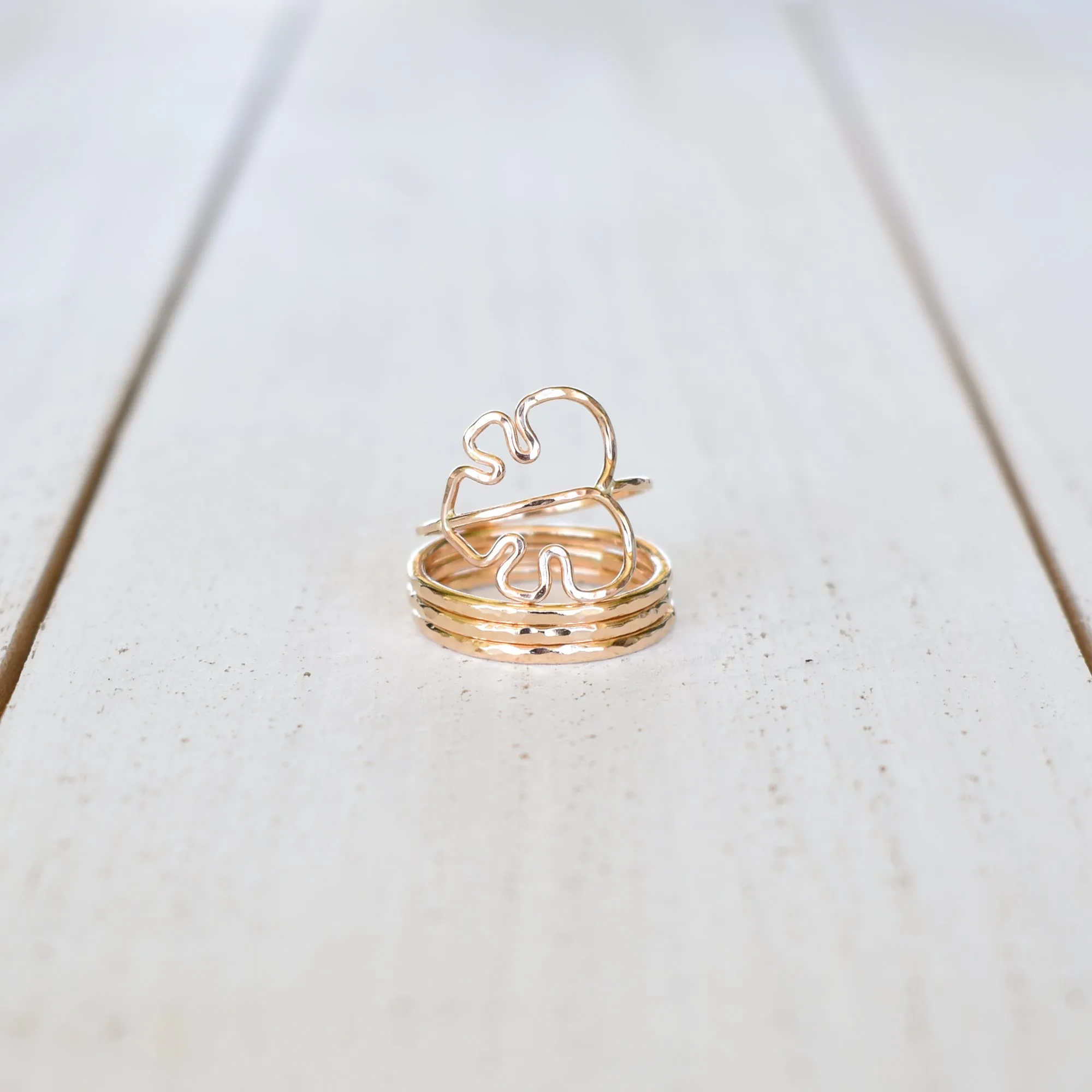 Set (Thick) - Monstera and Stacking Rings