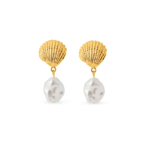 Shell & Pearl Drop Earrings