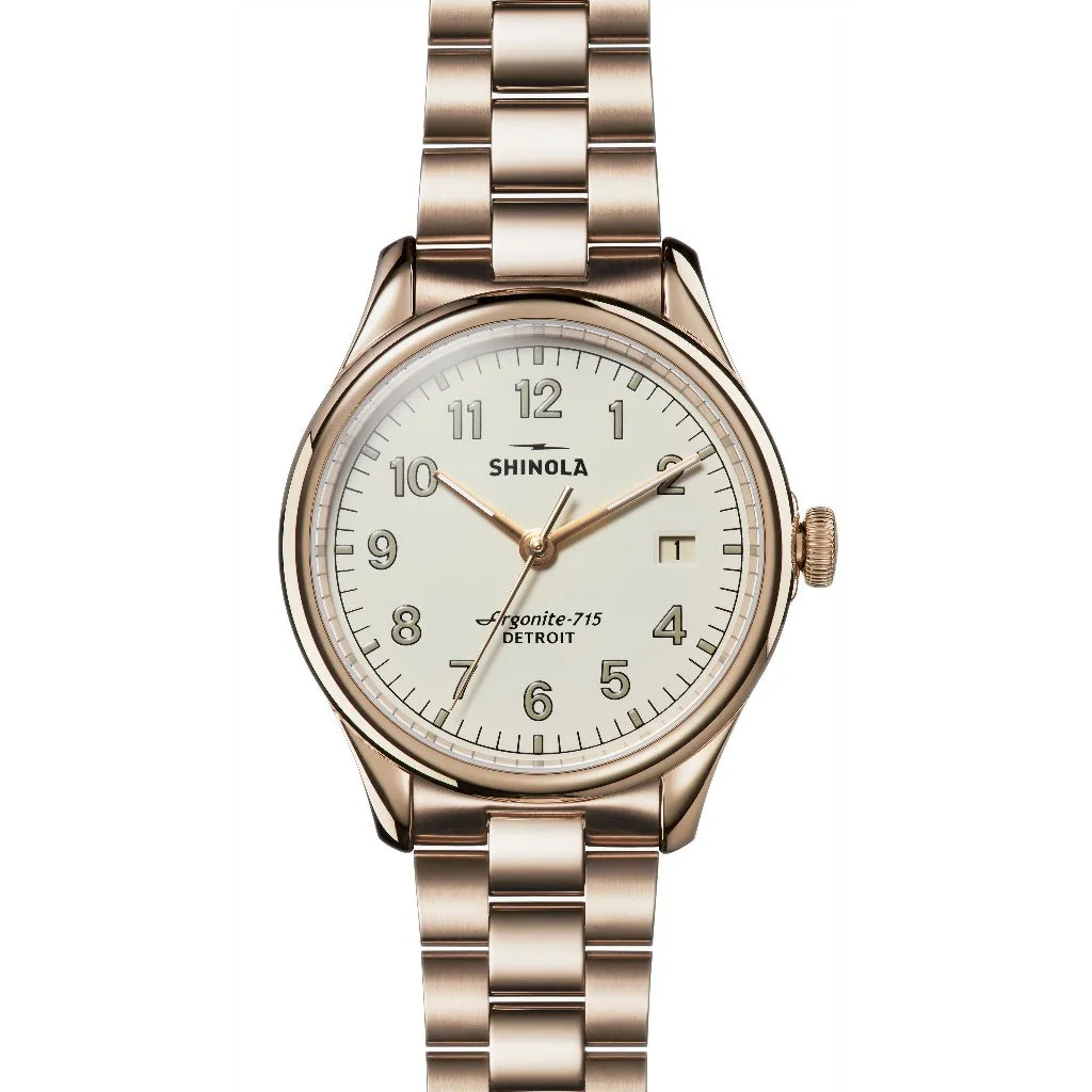 Shinola 38MM Vinton Polished PVD Champagne Gold Watch S0120141279