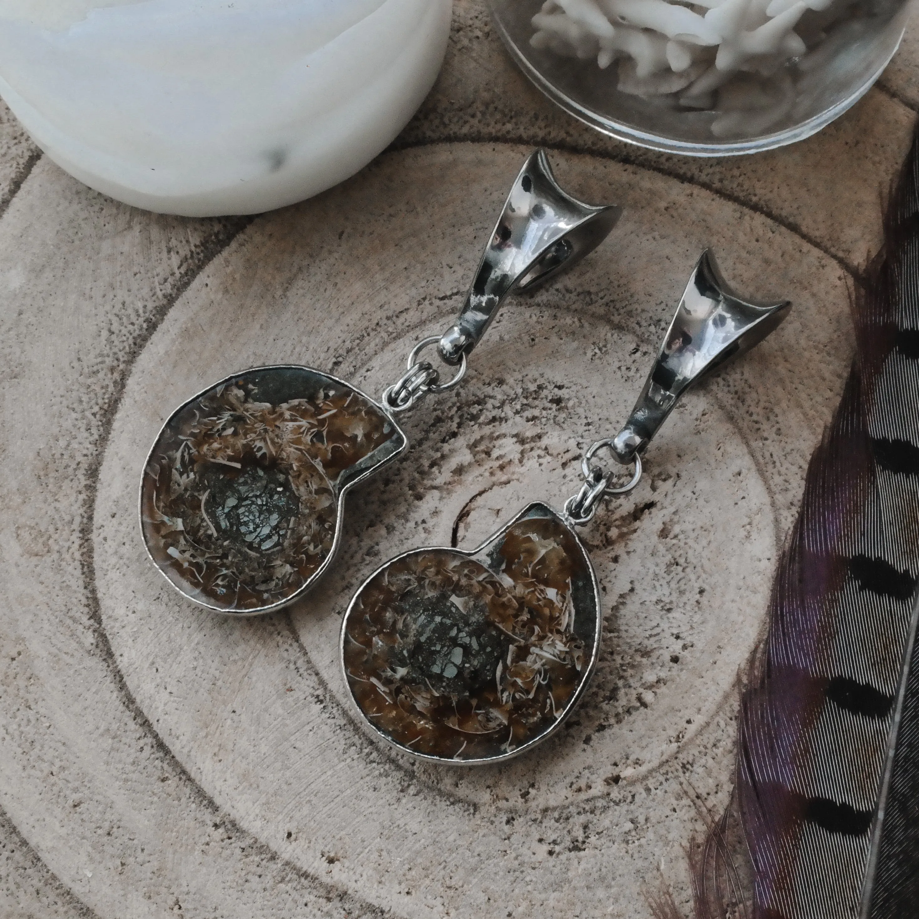 Silver Ammonite Ear Weights