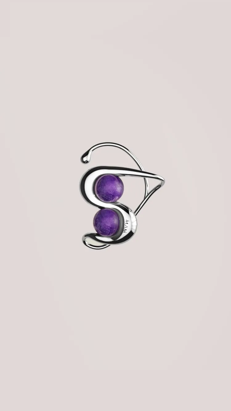 Silver ear-cuff with amethyst