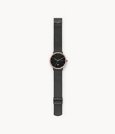 Skagen Ancher Black Steel-Mesh Watch SKW6296