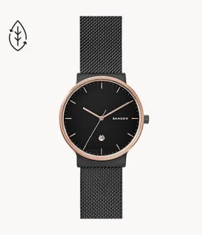 Skagen Ancher Black Steel-Mesh Watch SKW6296