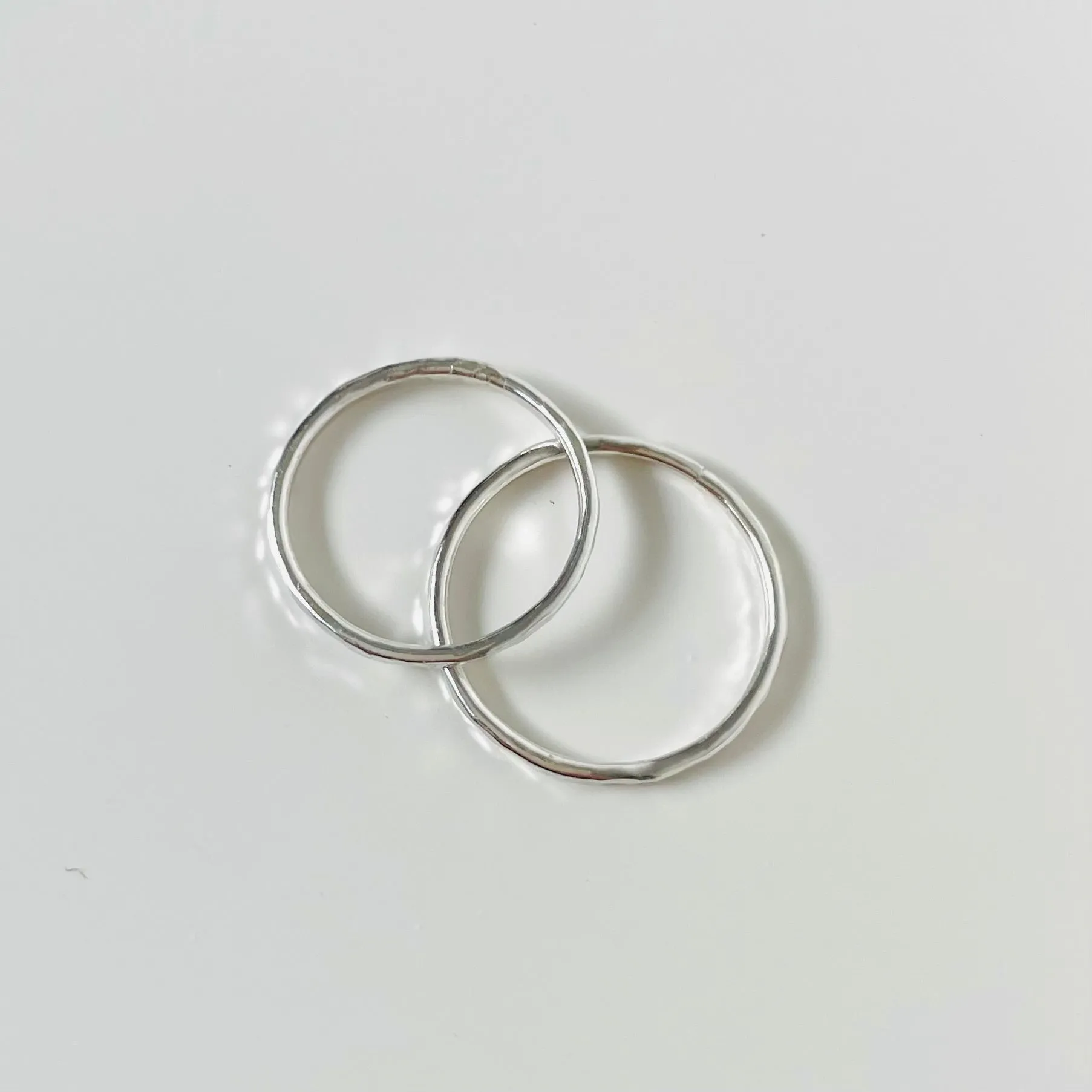 Sterling Silver Hammered Stacking Rings 1 mm