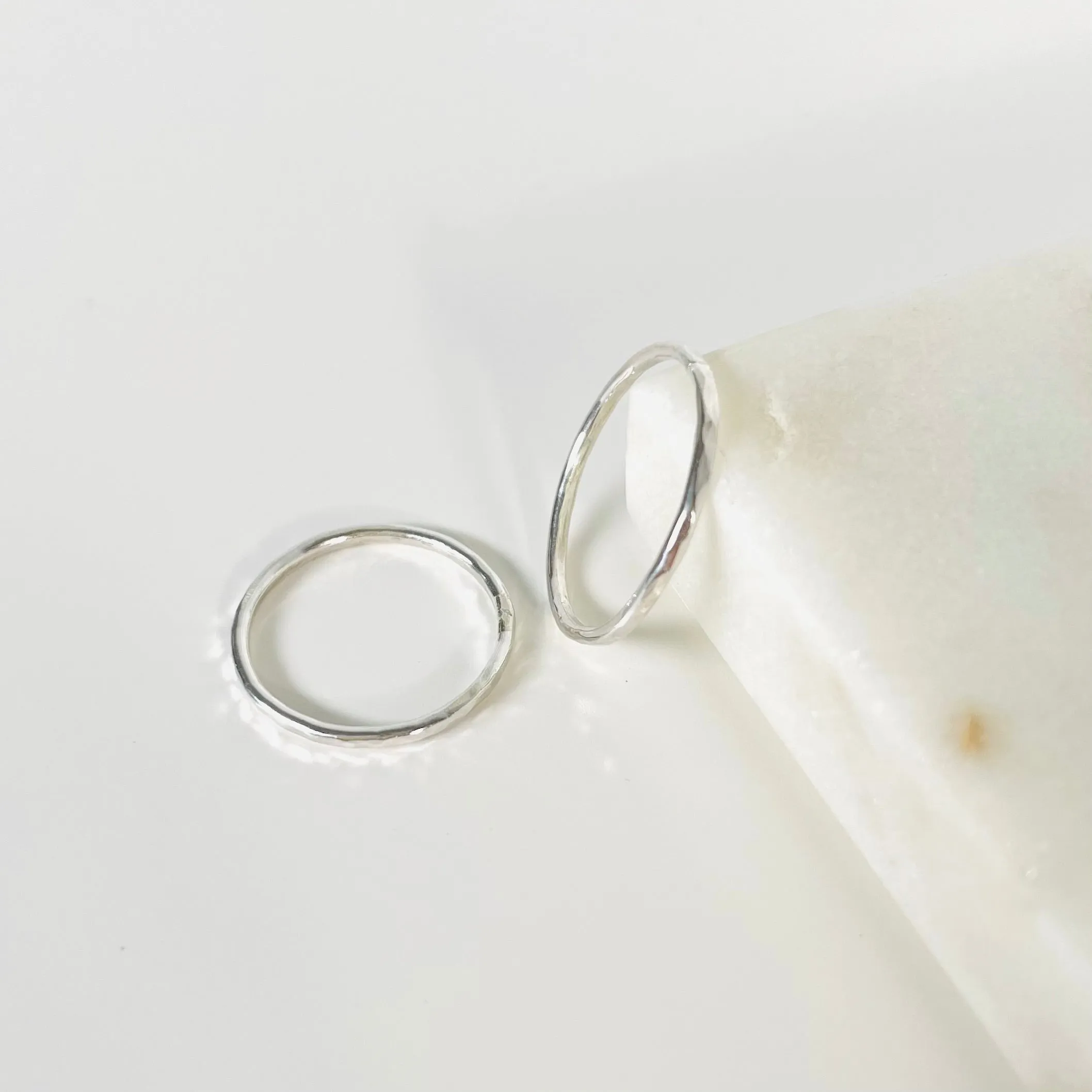 Sterling Silver Hammered Stacking Rings 1 mm