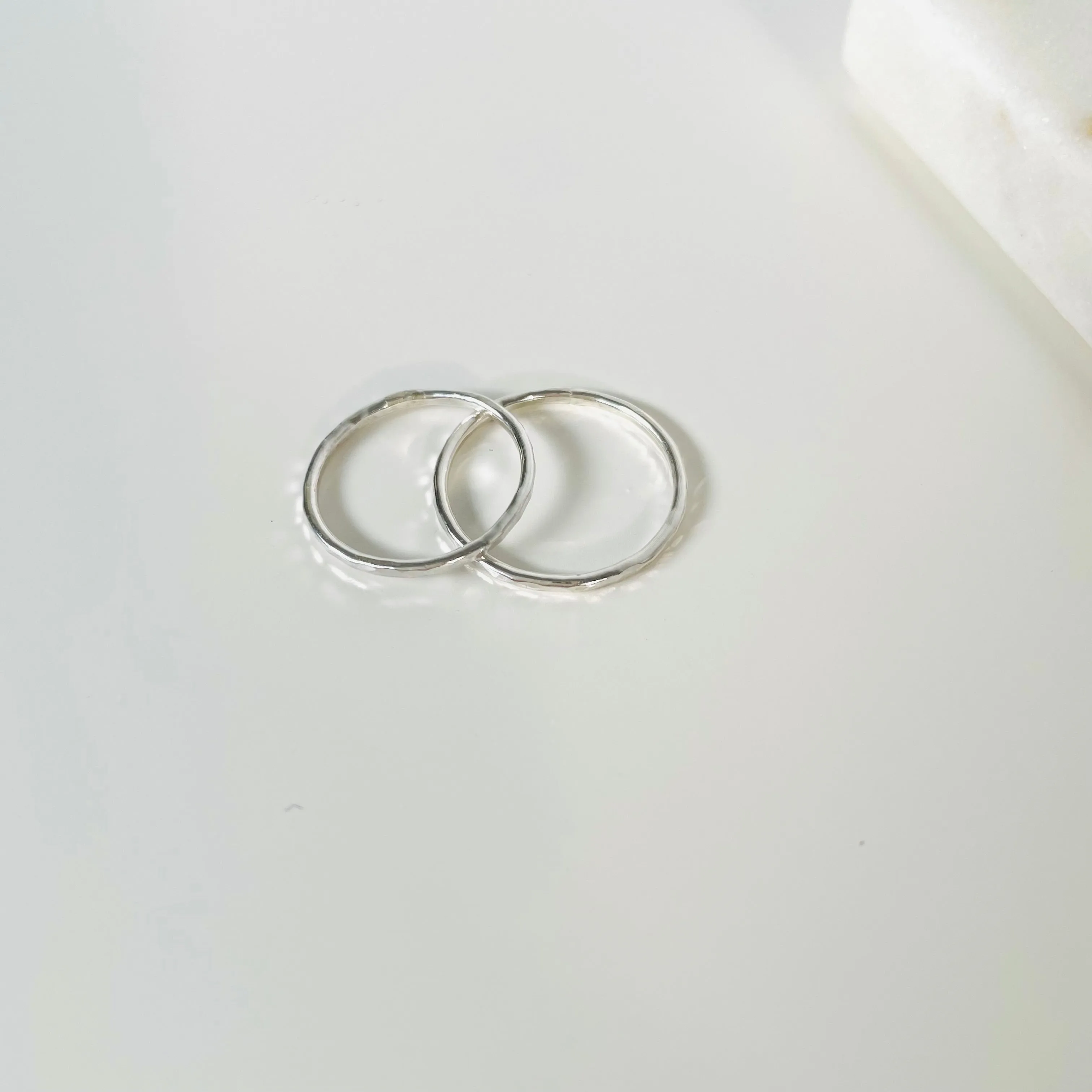 Sterling Silver Hammered Stacking Rings 1 mm