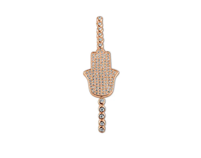 Sterling Silver Pavé Hamsa Bolo Bracelet 14K Rose Gold Plated