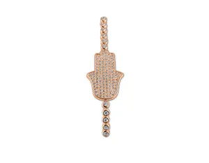 Sterling Silver Pavé Hamsa Bolo Bracelet 14K Rose Gold Plated