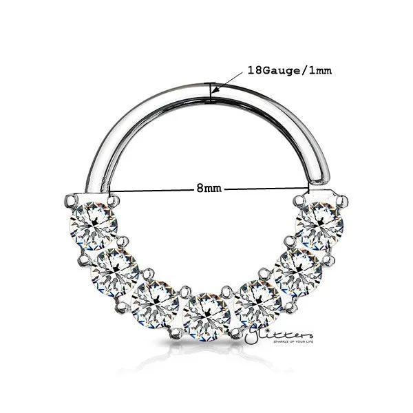 Surgical Steel 7 Gem Front Facing Set Bendable Hoop Rings-Silver | Gold | Rose Gold