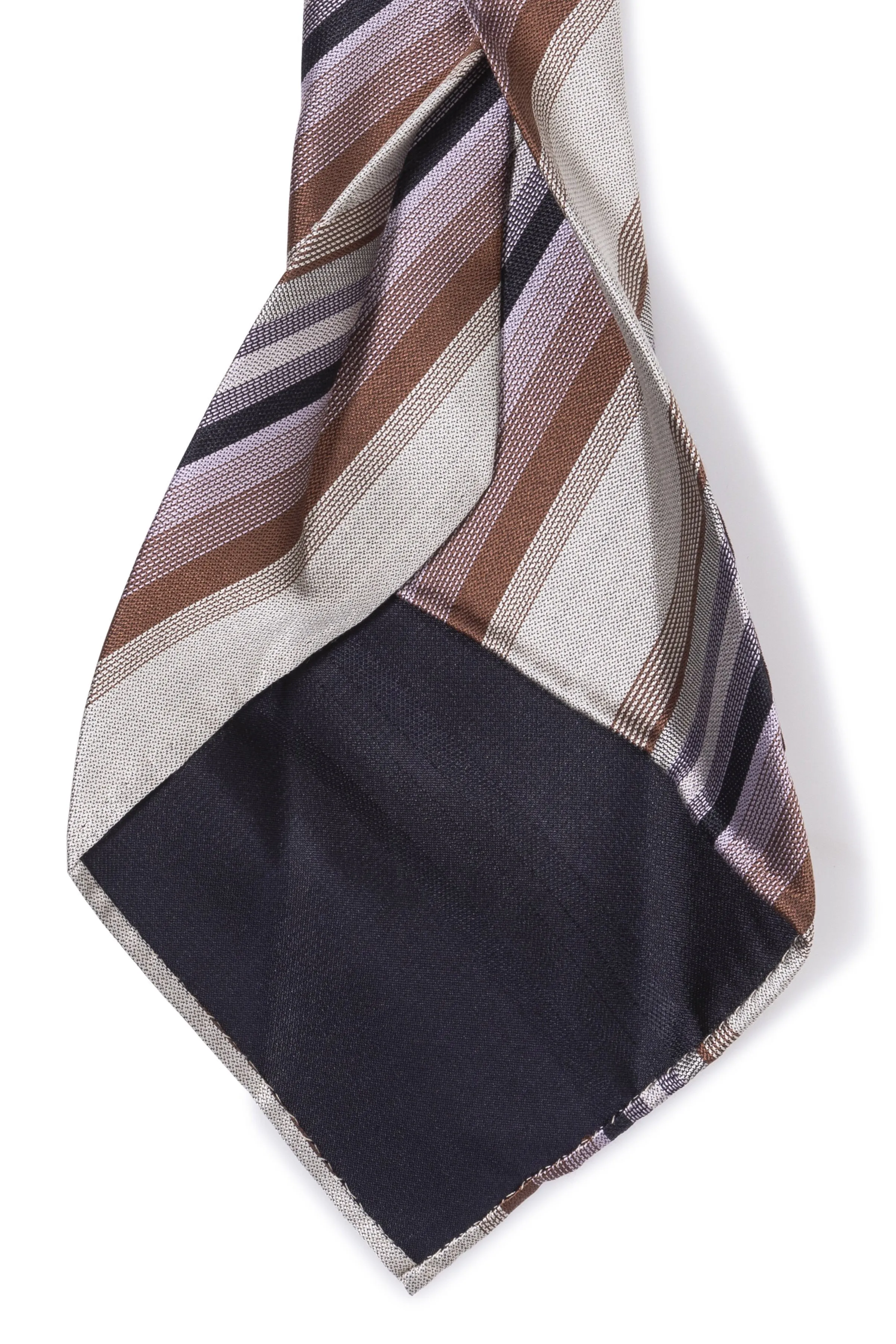 Tie Your Tie Silver/Brown/Purple/Navy Seven Fold Silk Tie