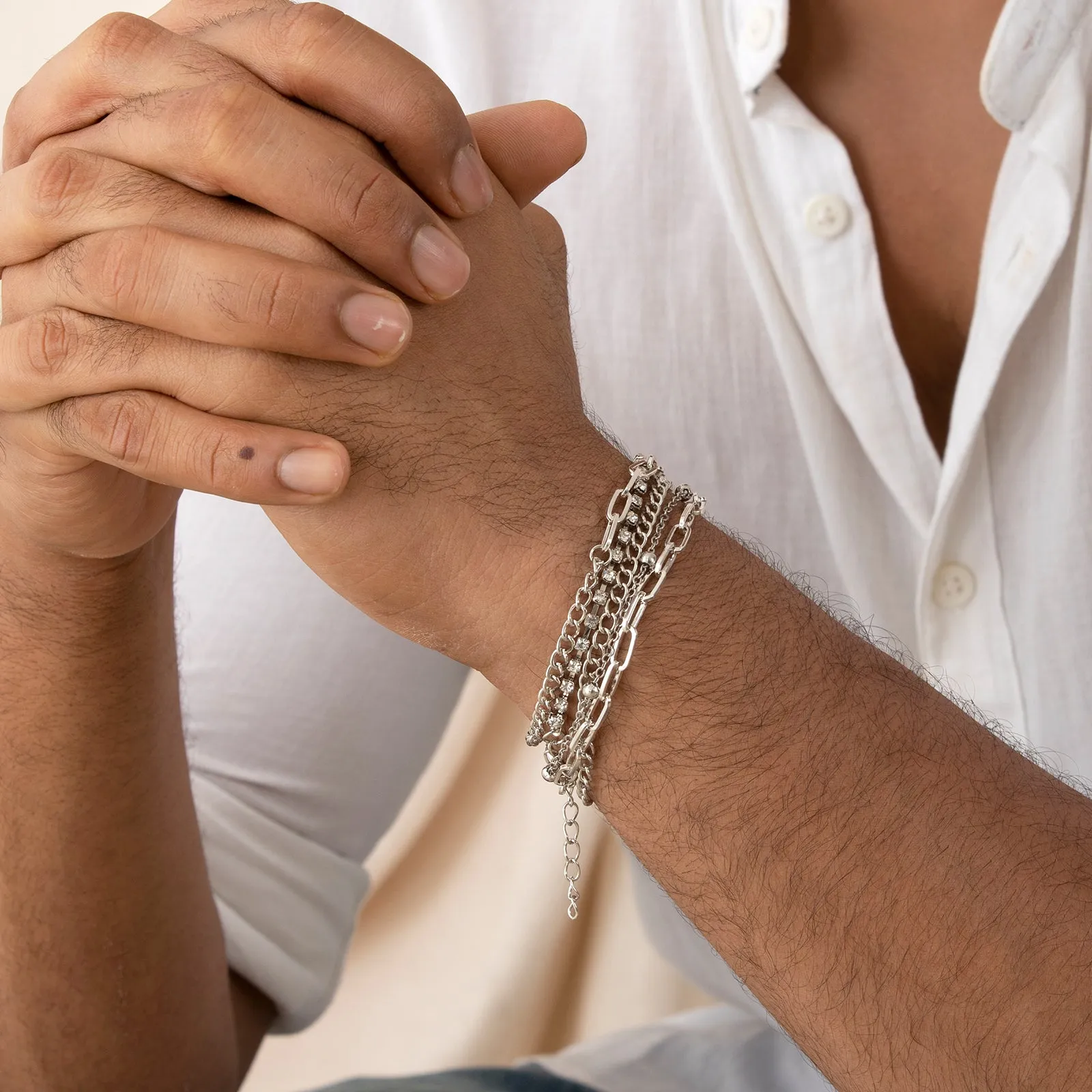 Toggle Silver Chain Set of 5 Bracelets