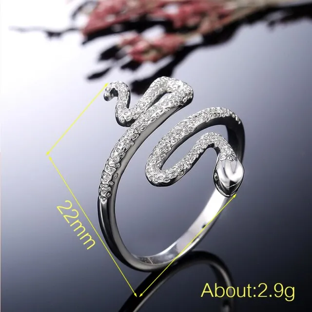 Unique Silver Diamond Snake Rings