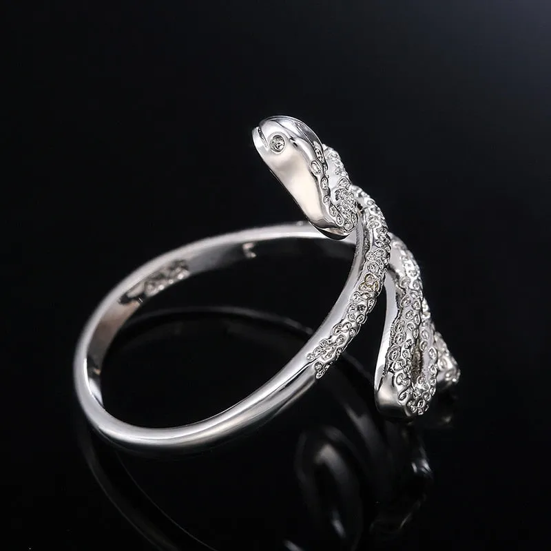 Unique Silver Diamond Snake Rings