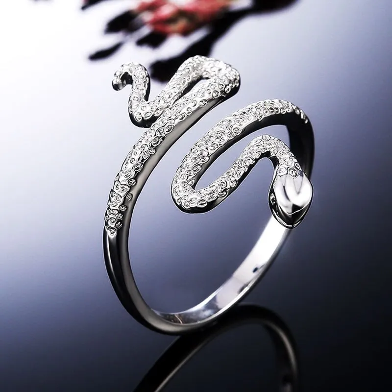 Unique Silver Diamond Snake Rings