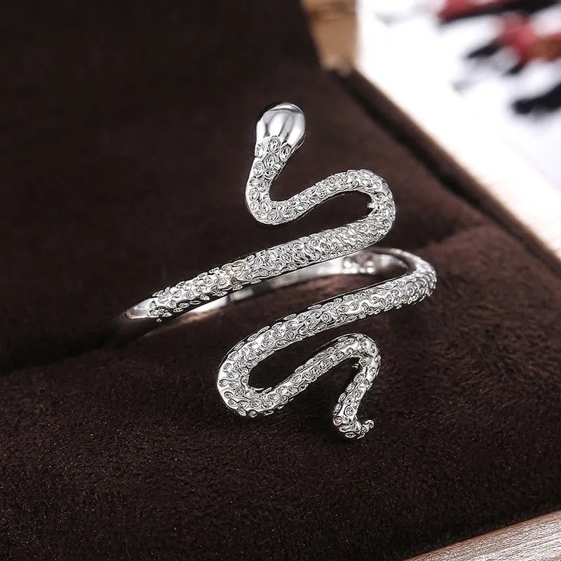 Unique Silver Diamond Snake Rings