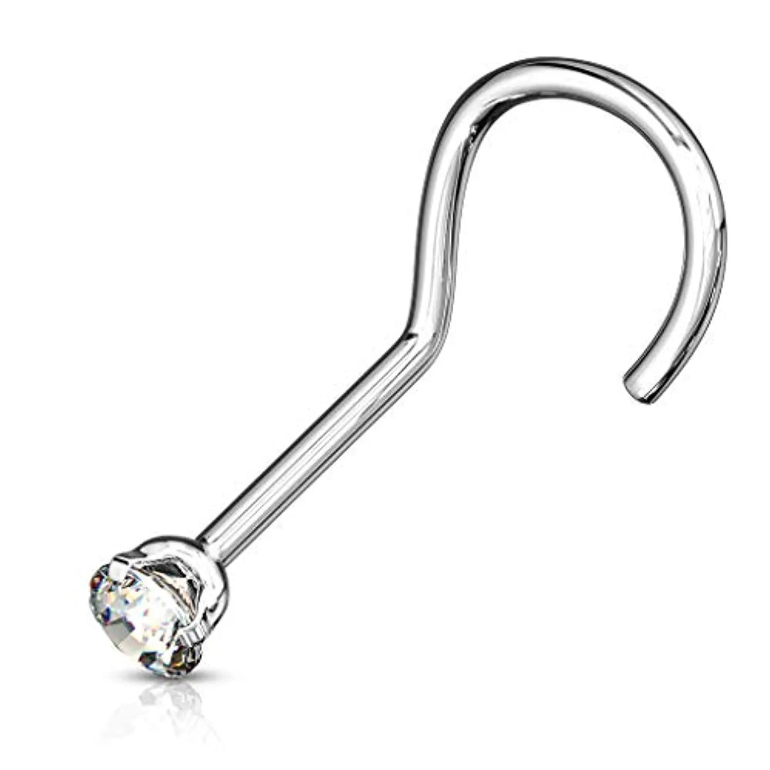 WildKlass Prong Set CZ Top 316L Surgical Steel Screw Type Nose Rings