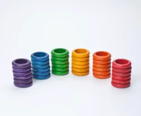 Wood Coloured Rings 36 Pieces (6 colours)