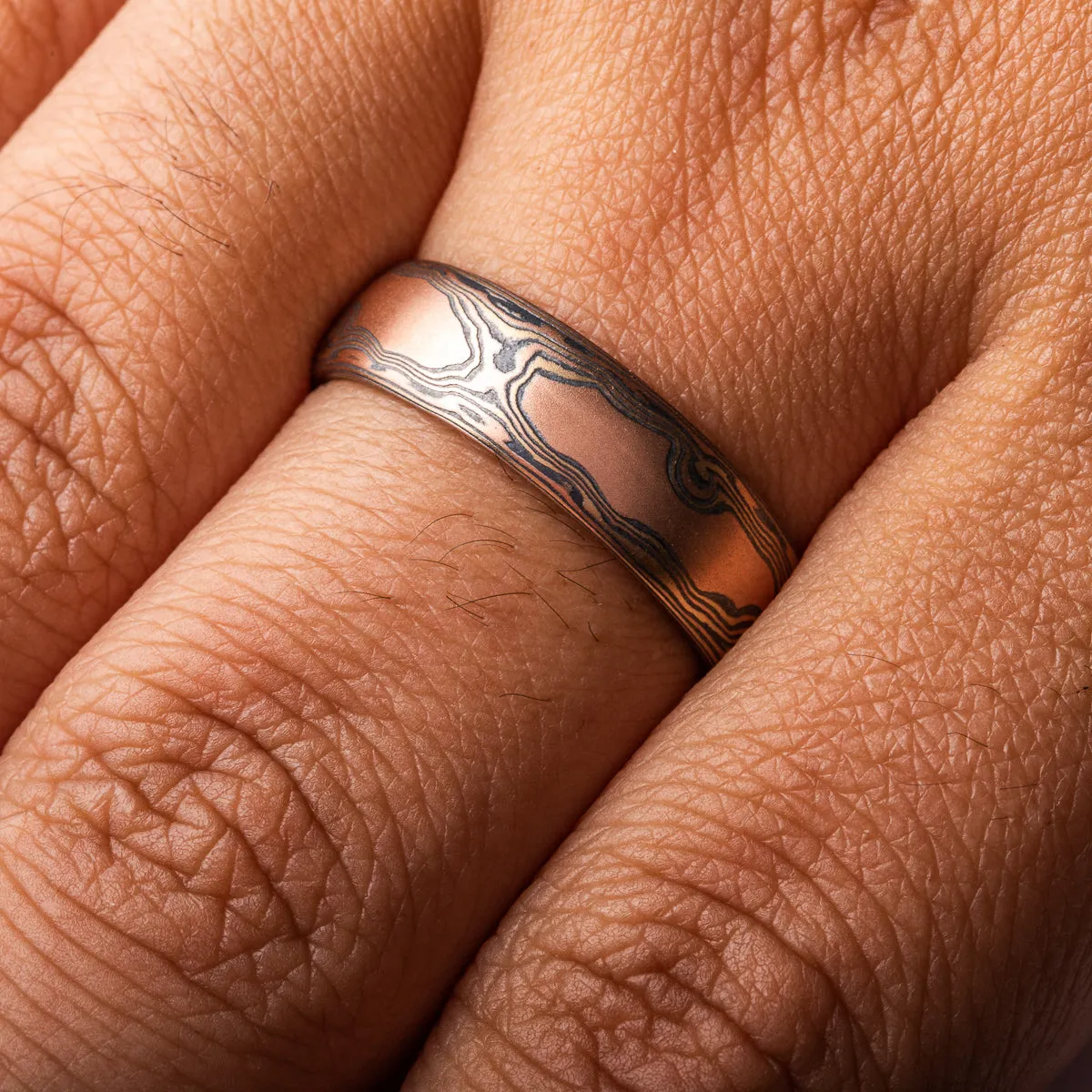 Woodgrain Pattern And Fire Palette Rings or Wedding Set