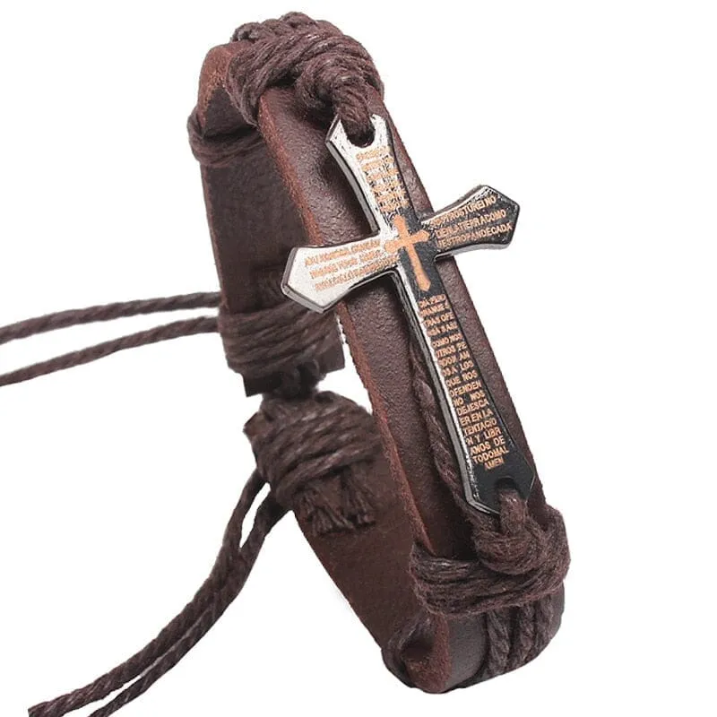 WWJD Vintage Cross Leather Bracelets